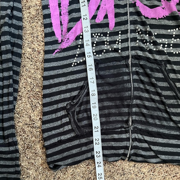 BKE Lounge Y2K Vintage Zip Up Lightweight Sheer Hoodie Jacket - Picture 6 of 11